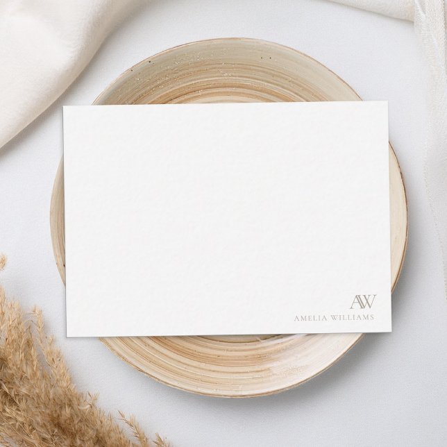 Minimalist Taupe Monogram Card (Creator Uploaded)