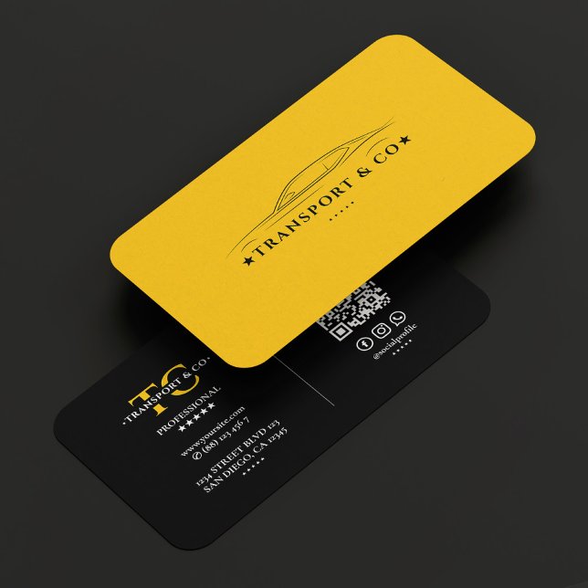 Minimalist Taxi Driver Yellow Black Car Transport Business Card (Creator Uploaded)