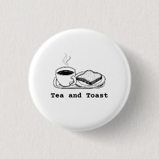 Minimalist Tea and Toast Hand Drawn Line Art 3 Cm Round Badge