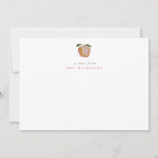 Minimalist Teacher Red Apple Fall Personalised Card (Front)