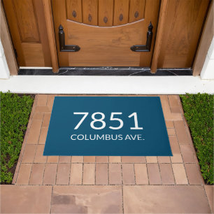 Minimalist teal blue and white elegant doormat
