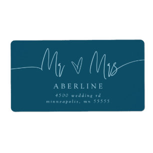Minimalist Teal Mr & Mrs Return Address