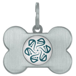 Minimalist Teal Octopus Tentacle Mandala Art Pet ID Tag