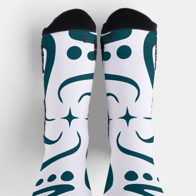 Minimalist Teal Octopus Tentacle Mandala Art Socks (Top)
