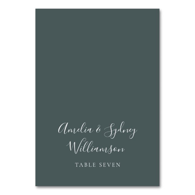 Minimalist Teal Script Custom Name Place Card (Front)