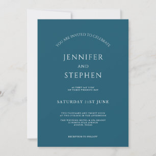 Minimalist Teal Simple Clean Elegant Wedding Invitation