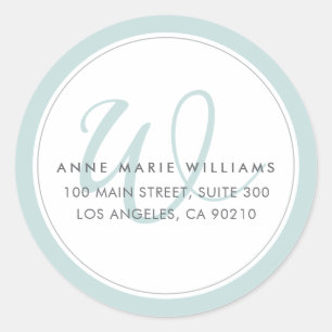 Minimalist Teal Two Border Monogram Classic Round Sticker
