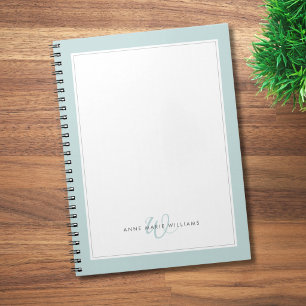 Minimalist Teal Two Border Monogram Notebook