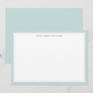 Minimalist Teal Two Border Name Note Card