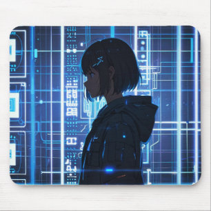 Minimalist Tech Circuitboard Anime Mousepad