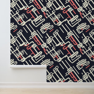 Minimalist Tech Line Art in Pastel Tones Wallpaper