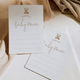 Minimalist Teddy Bear Baby Name Suggestions Card