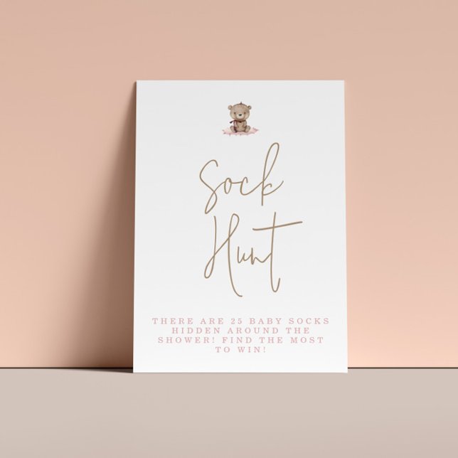Minimalist Teddy Bear Baby Shower Sock Hunt Poster (Creator Uploaded)