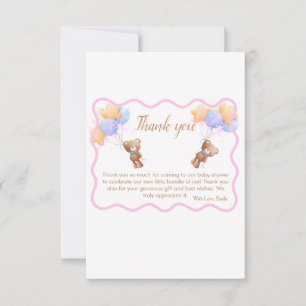Minimalist Teddy Bear Baby Shower Thank You Card