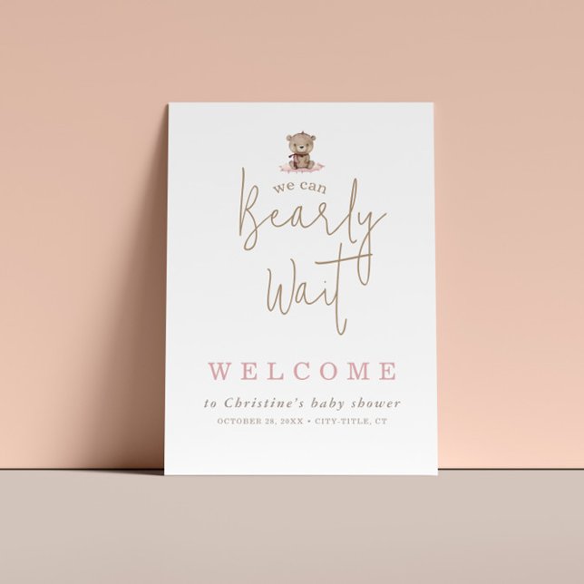 Minimalist Teddy Bear Baby Shower Welcome Poster (Creator Uploaded)