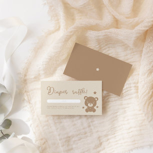 Minimalist Teddy Bear Diaper Raffle Baby Shower Enclosure Card