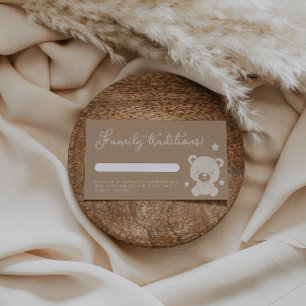 Minimalist Teddy Bear Family Tradition Baby Shower Enclosure Card