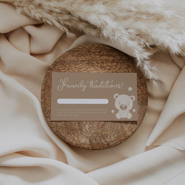Minimalist Teddy Bear Family Tradition Baby Shower Enclosure Card (Creator Uploaded)