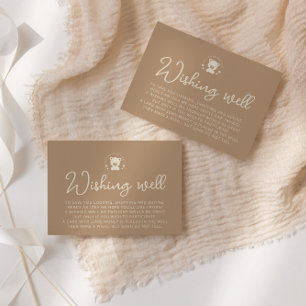 Minimalist Teddy Bear Wishing Well Baby Shower  Enclosure Card