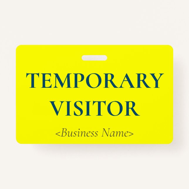 Minimalist "TEMPORARY VISITOR" Badge ID Badge (Front)