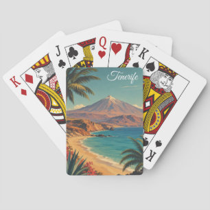 Minimalist Tenerife Mount Teide Vintage Travel Playing Cards
