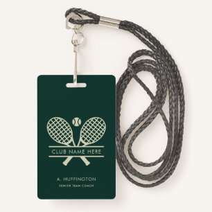Minimalist Tennis Club Name Employee ID Custom ID Badge