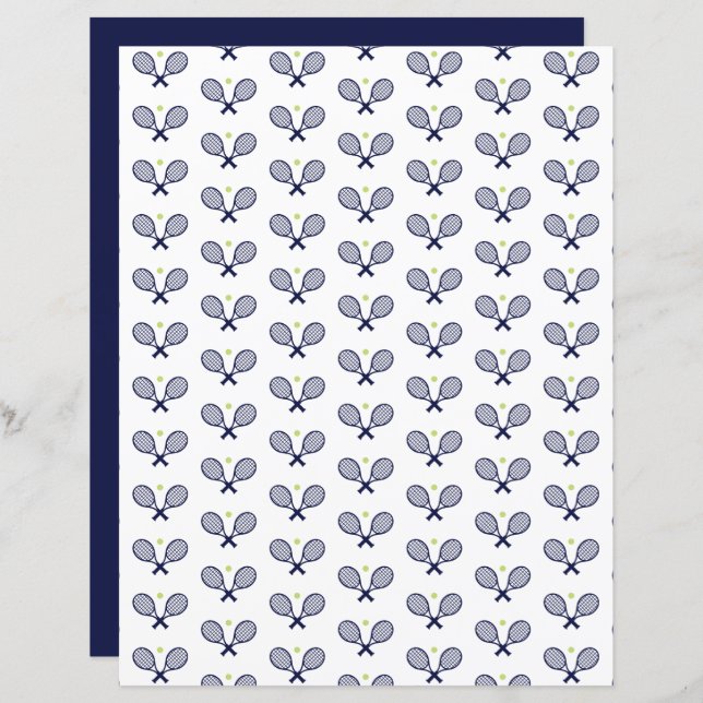 Minimalist Tennis Pattern Scrapbook Paper (Front/Back)
