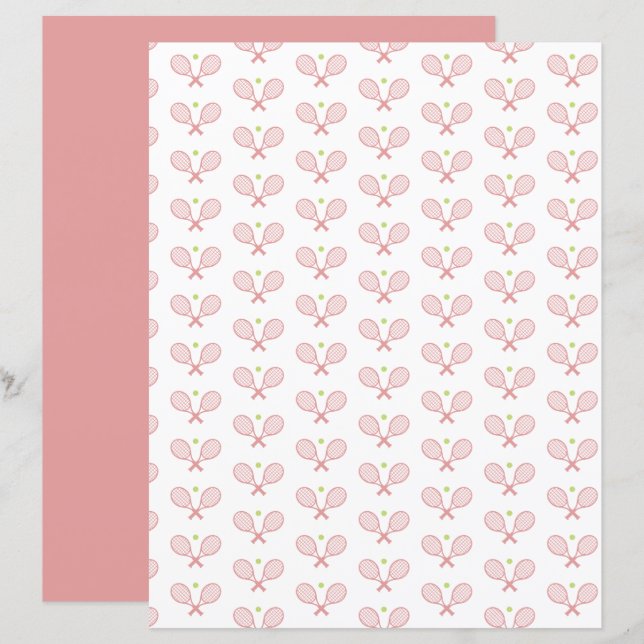 Minimalist Tennis Pattern Scrapbook Paper (Front/Back)