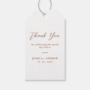Minimalist Terra Cotta & White Simple Wedding Gift Tags