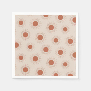 Minimalist Terracotta Abstract Boho sun pattern Napkin