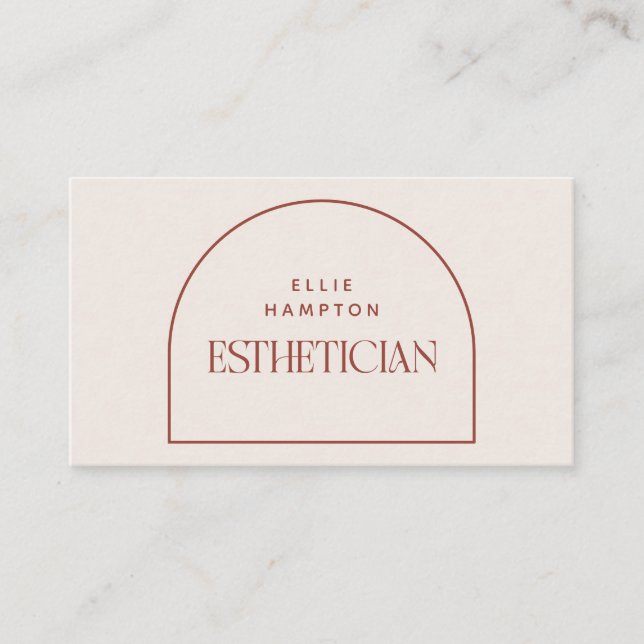 Minimalist Terracotta Arch Beauty Aesthetician Bus Business Card (Front)