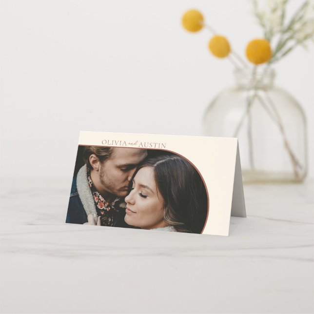 Minimalist Terracotta Arch Photo Wedding Guest  Place Card (Creator Uploaded)