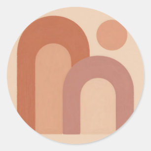 Minimalist Terracotta Arches Abstract Classic Round Sticker