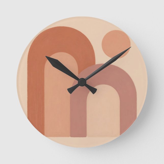 Minimalist Terracotta Arches Abstract  Round Clock (Front)