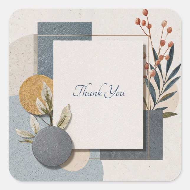 Minimalist Terracotta Blue Geometric Circle Square Sticker (Front)