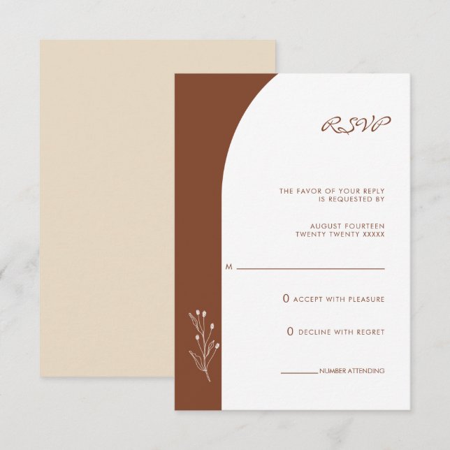 Minimalist Terracotta Bohemian Wedding RSVP Card (Front/Back)