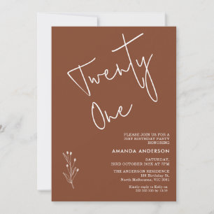 Minimalist Terracotta Boho Motif 21st Birthday Invitation