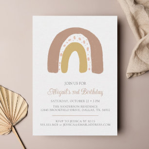 Minimalist Terracotta Boho Rainbow Birthday Party Invitation