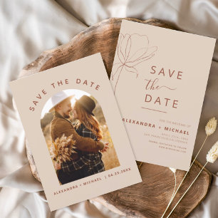Minimalist Terracotta Boho Save the Date Photo