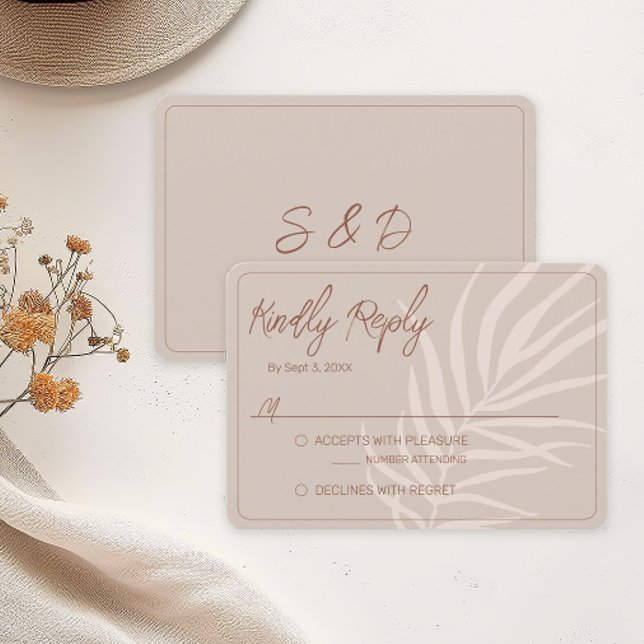 Minimalist Terracotta Boho Wedding  RSVP Card (Boho Terracotta RSVP Cards)