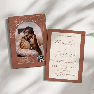 Minimalist Terracotta Burnt Orange Boho Invitation