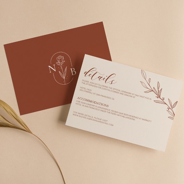 Minimalist Terracotta Burnt Orange Boho Wedding Enclosure Card (Creator Uploaded)