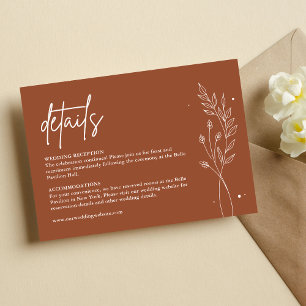 Minimalist Terracotta Burnt Orange Boho Wedding Enclosure Card