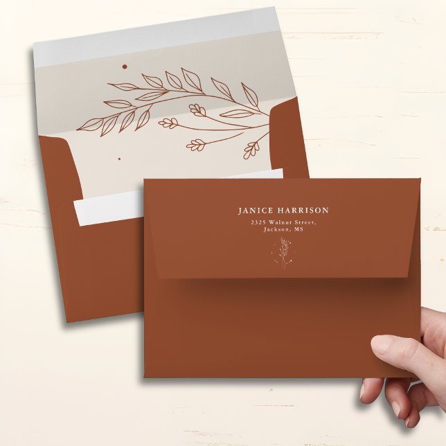 Minimalist Terracotta Burnt Orange Boho Wedding Envelope (Creator Uploaded)