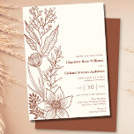 Minimalist Terracotta Burnt Orange Boho Wedding Invitation<br><div class="desc">Introducing our Minimalist Terracotta Burnt Orange Boho Wedding Invitation, perfect for a modern and elegant wedding with earthy tones. This invitation features a minimalist design with terracotta and burnt orange hues, adorned with rustic blooms and botanical elements for a touch of bohemian flair. The warm and earthy autumnal copper shades...</div>