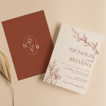 Minimalist Terracotta Burnt Orange Boho Wedding Invitation<br><div class="desc">Minimalist Terracotta Burnt Orange Boho Wedding Invitation. Monogram at the back.</div>