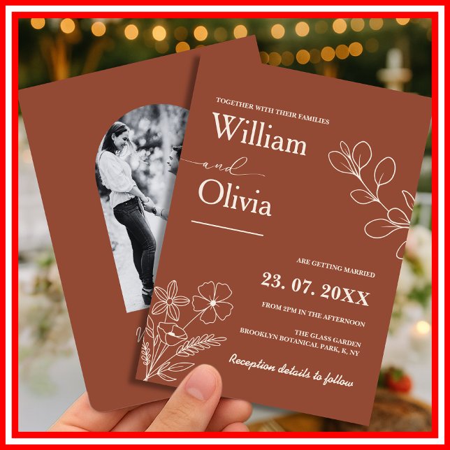 Minimalist Terracotta Burnt Orange Boho Wedding Invitation (Creator Uploaded)