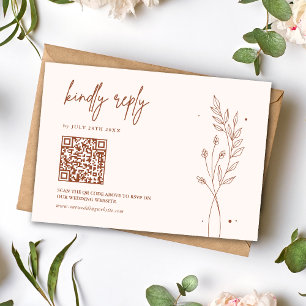 Minimalist Terracotta Burnt Orange Boho Wedding RSVP Card