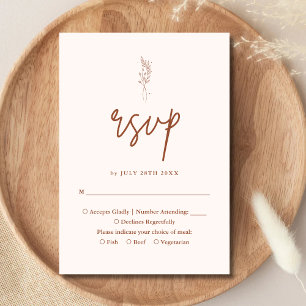 Minimalist Terracotta Burnt Orange Boho Wedding RSVP Card