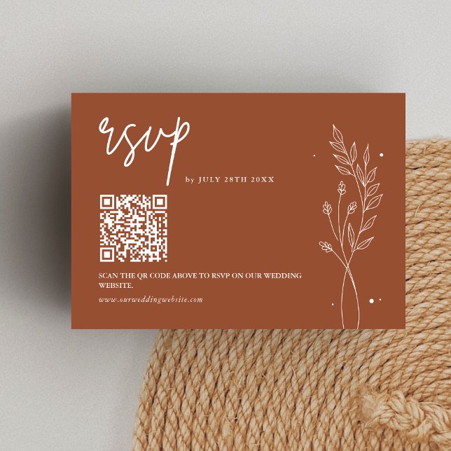 Minimalist Terracotta Burnt Orange Boho Wedding RSVP Card (Creator Uploaded)